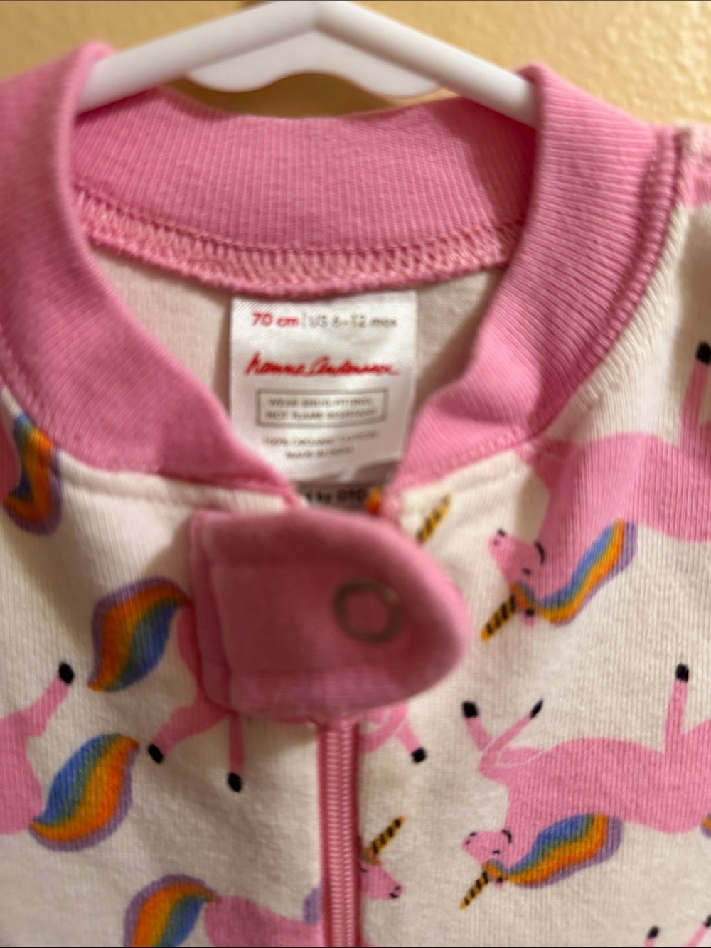 Hanna Andersson Pink Unicorn Print Kids One-Piece Romper - Picture 2 of 2
